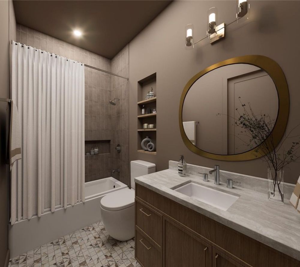 Framed by vaulted ceilings and wide-plank flooring, the primary suite flows seamlessly into a spa-inspired bath through double doors—offering both comfort and convenience in a refined, retreat-like setting. A perfect blend of privacy and polish.